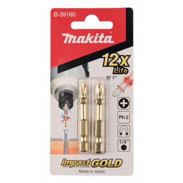 Embout de vissage Impact Gold, PH2, 50mm - longueur totale 50mm - 2 pièce(s) Makita | B-39160