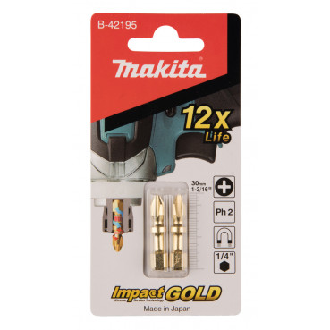 Embout de vissage Impact Gold ShorTon, PH2, 30mm - longueur totale 30mm - 2 pièce(s) Makita | B-42195