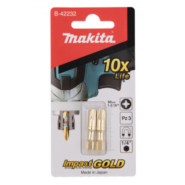 Embout de vissage Impact Gold ShorTon, PZ3, 30mm - longueur totale 30mm - 2 pièce(s) Makita | B-42232