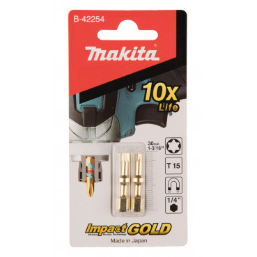 Embout de vissage Impact Gold ShorTon, T15, 30mm - longueur totale 30mm - 2 pièce(s) Makita | B-42254