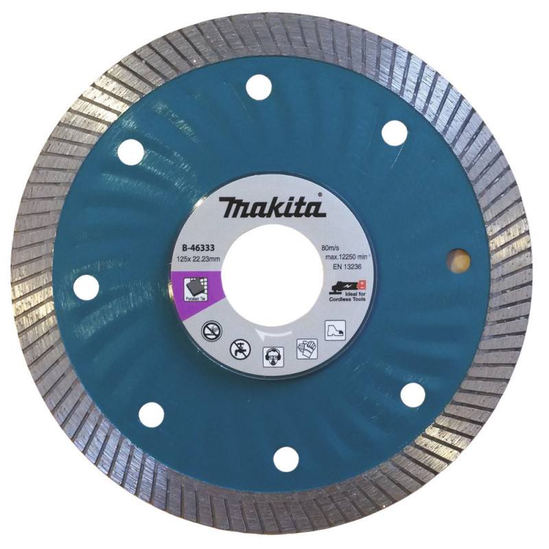 Disque diamant pour porcelaine et céramique - diamètre 125mm - alésage 22,23mm - épaisseur 1,4mm - Hauteur segment 10mm Makita | B-46333