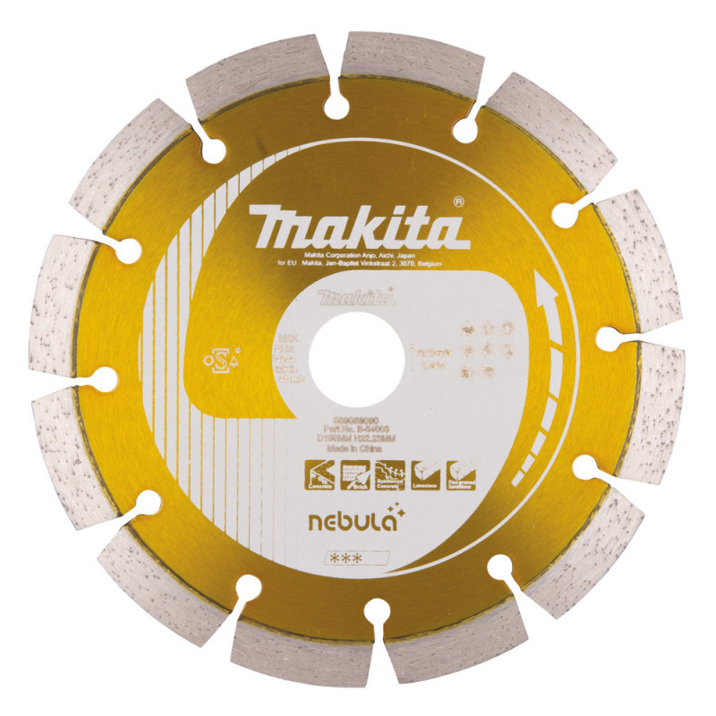 Disque diamant NEBULA pour béton - diamètre 150mm - alésage 22,23mm - Hauteur segment 10mm - 1 pièce(s) Makita | B-54003