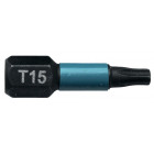 Image du produit : Embout de vissage à chocs (Impact Black) 25mm TORX - T15, Hexa 1/4" - 2 pièce(s) Makita | B-63666