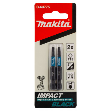 Embout de vissage à chocs (Impact Black) 50mm TORX - T15, Hexa 1/4" - 2 pièce(s) Makita | B-63775