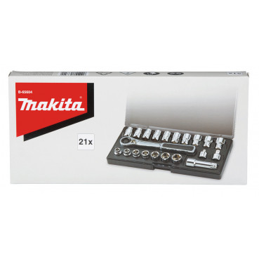 Coffret Makita Clé à cliquet douilles traversantes métriques et en pouces | B-65604