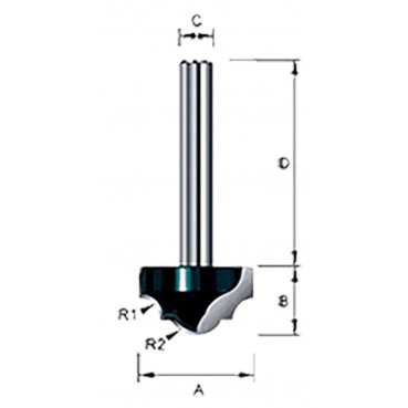 Fraise à perles (pour défonceuse) 22 x 9,9 x 8 x 3,18mm - diamètre 8mm - A1 22mm - L1 9,9mm Makita | D-11156