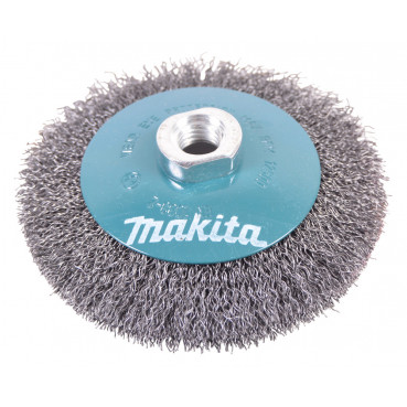 Brosse métallique conique à fil acier ondulés - diamètre 115mm - filetage M14 - diamètre du fil 0,3mm Makita | D-39849