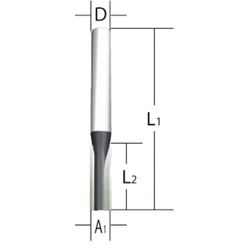 Fraise droite à profiler (pour défonceuse) avec arête de coupe tranchante - diamètre 8mm - A1 6mm - L1 50.8mm - L2 19mm Makita | D-47400