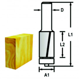 Fraise à affleurer (pour défonceuse) à deux taillants - diamètre 8mm - A1 12,7mm - L1 55,7mm - L2 13mm Makita | D-47737