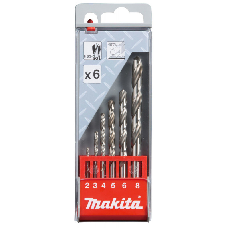 Coffrets de 6 foret à métaux HSS-G - diamètre 2 / 3 / 4 / 5 / 6 / 8mm - 6 pièce(s) Makita | D-57196