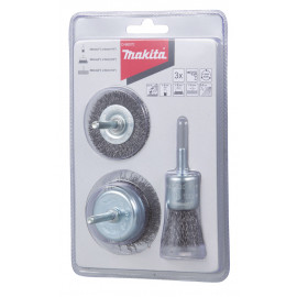 Set 3 BROSSES perceuse - diamètre 25 / 50 / 50mm - filetage 6mm - diamètre du fil 0,3mm Makita | D-66070