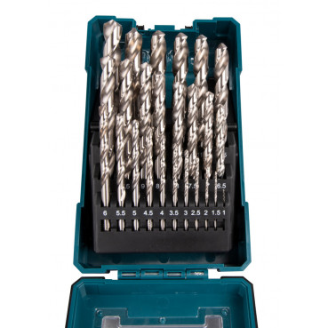 Coffret Makita de 25 foret à métaux HSS-G - diamètre 1 / 1,5 / 2 / 2,5 / 3 / 3,5 / 4 / 4,5 / 5 / 5,5 / 6 / 6,5 / 7 / 7,5 / 8 / 8,5 / 9 / 9,5 / 10 / 11,5 / 12 / 12,5 / 13mm - 25 pièce(s) | D-67555