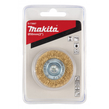 Brosse circulaires à fils laiton - diamètre 50mm - filetage 1/4" Hex MZ - diamètre du fil 0,3mm Makita | D-73667