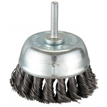 Brosse pinceau à fils acier torsadés - diamètre 75mm - filetage 6mm - diamètre du fil 0,5mm Makita | D-73807