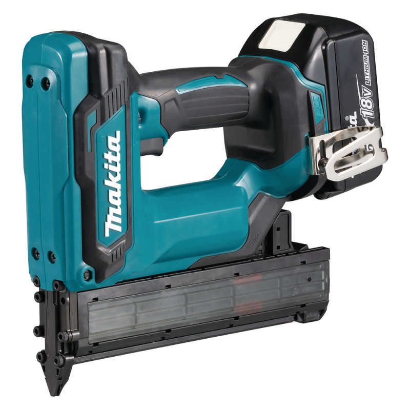 Cloueur Makita LXT 18 Volts - sans fil Lithium (Li-Ion) - 5 Ah - longueur 15 - 35mm - capacité du magasin 110 - jauge 18 Ga | DFN350RTJ