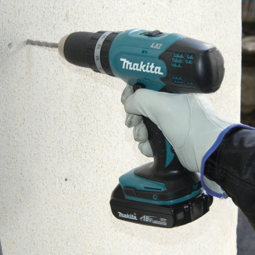 Perceuse visseuse Makita | percussion LXT - 18 Volts - sans fil Lithium (Li-Ion) - 3 Ah - Ø 13mm - poids 2kg | DHP453RFX4