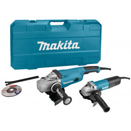 Ensemble pack de 2 machines Makita (9558HNRG + GA9020) - 840 / 2200 Watts - filetage M14 - diamètre 125/230mm | DK0053G