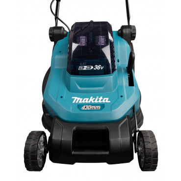 Tondeuse Makita 43cm LXT 36 Volts 2 x 18 Volts - sans fil Lithium (Li-Ion) - 5 Ah - diamètre lame 43cm - hauteur tonte 20 à 75mm - surface tonte 575m² | DLM432CT2