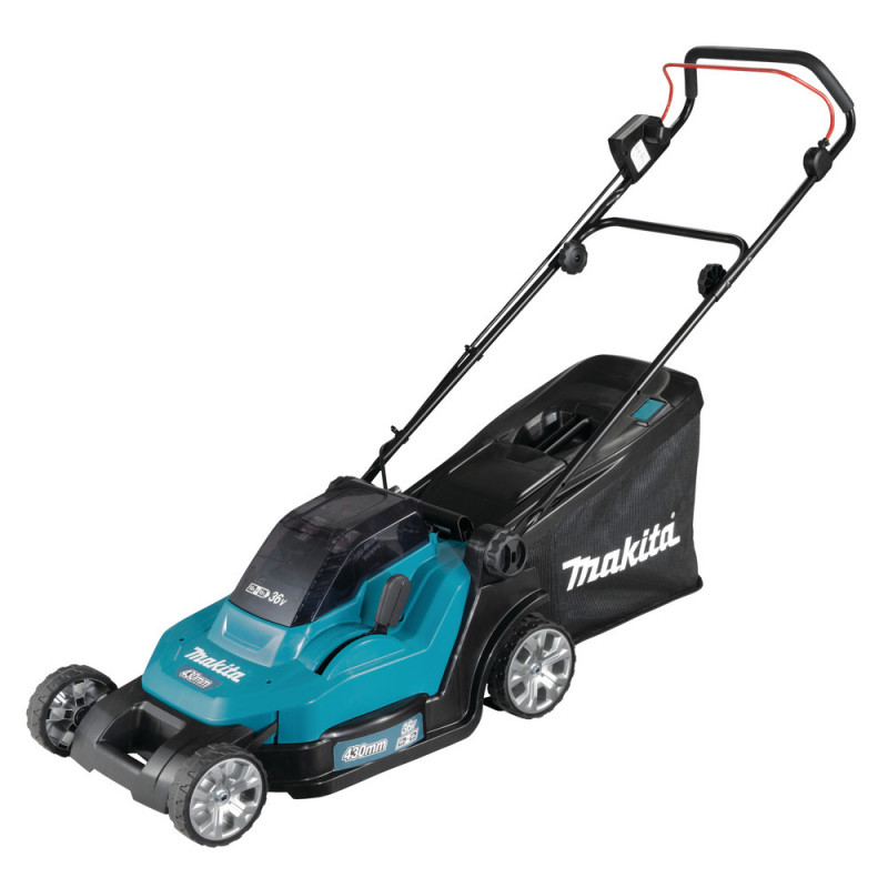 Tondeuse Makita 43cm LXT 36 Volts 2 x 18 Volts - sans fil Lithium (Li-Ion) - 5 Ah - diamètre lame 43cm - hauteur tonte 20 à 75mm - surface tonte 575m² | DLM432PT2