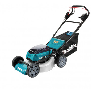 Tondeuse Makita auto-tractée LXT 36 Volts 2 x 18 Volts - sans fil Lithium (Li-Ion) - 5 Ah - 46cm - (4 batteries) - diamètre lame 46cm - hauteur tonte 20 à 100mm - surface tonte 1900-1400m² | DLM462PT4