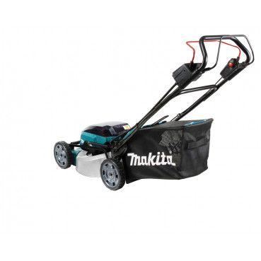 Tondeuse Makita auto-tractée LXT 36 Volts 2 x 18 Volts - sans fil Lithium (Li-Ion) - 5 Ah - 46cm - (4 batteries) - diamètre lame 46cm - hauteur tonte 20 à 100mm - surface tonte 1900-1400m² | DLM462PT4