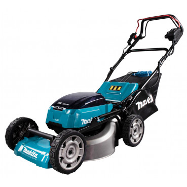 Tondeuse Makita auto-tractée LXT 36 Volts 2 x 18 Volts - sans fil Lithium (Li-Ion) - 5 Ah - 46cm - (4 batteries) - diamètre lame 46cm - hauteur tonte 20 à 100mm - surface tonte 1900-1400m² | DLM462PT4