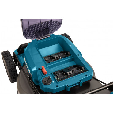 Tondeuse Makita auto-tractée LXT 36 Volts 2 x 18 Volts - sans fil Lithium (Li-Ion) - 5 Ah - 46cm - (4 batteries) - diamètre lame 46cm - hauteur tonte 20 à 100mm - surface tonte 1900-1400m² | DLM462PT4