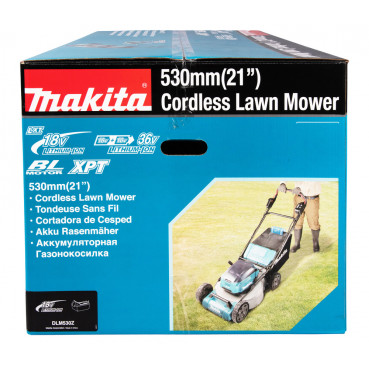 Tondeuse Makita 53cm LXT 36 Volts 2 x 18 Volts - sans fil Lithium (Li-Ion) - (Produit seul) - diamètre lame 53,4cm - hauteur tonte 20 à 100mm - surface tonte 2300m² | DLM530Z