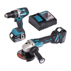 Ensemble pack de 2 machines Makita 18 Volts - sans fil Lithium (Li-Ion) 5 Ah (DGA506 + DHP484) | DLX2210TJ1