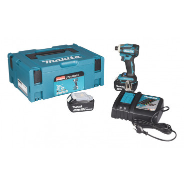 Visseuse à chocs Makita LXT 18 Volts - sans fil Lithium (Li-Ion) - 5 Ah - 8 modes - 180 Nm - poids 0,85kg | DTD172RTJ