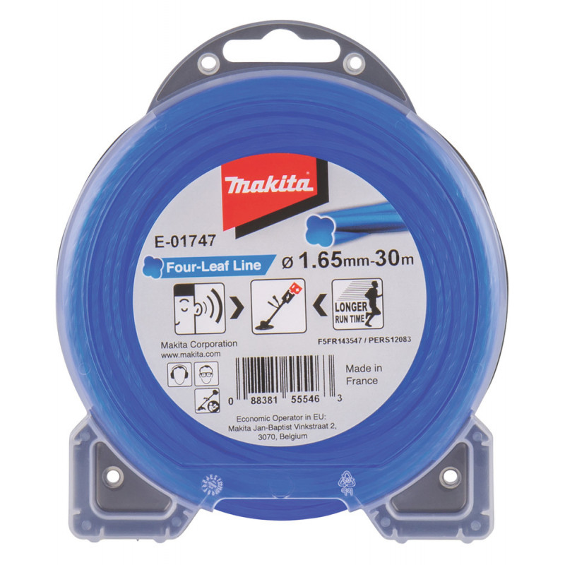 Bobine de fil nylon hélicoïdal pour débroussailleuse, rotofil, coupe bordure à batterie - diamètre du fil 1,65mm - longueur 30m Makita | E-01747