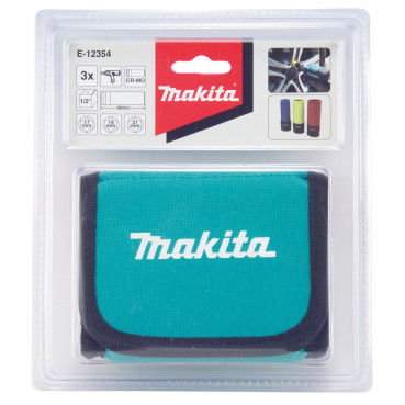 Coffret Makita 3 DOUILLES LONGUES - diamètre 17, 19, 21mm - longueur totale 86mm | E-12354