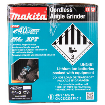 Meuleuse Makita Ø 125mm XGT 40 Volts MAX Lithium (Li-Ion) - 4 Ah - filetage M14 | GA005GM201